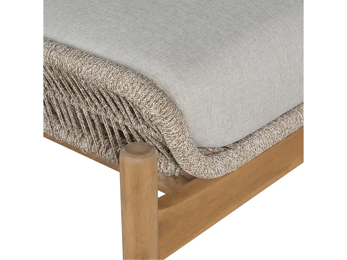 LORIENA - Bain de Soleil en Acacia et Corde Beige avec Coussins