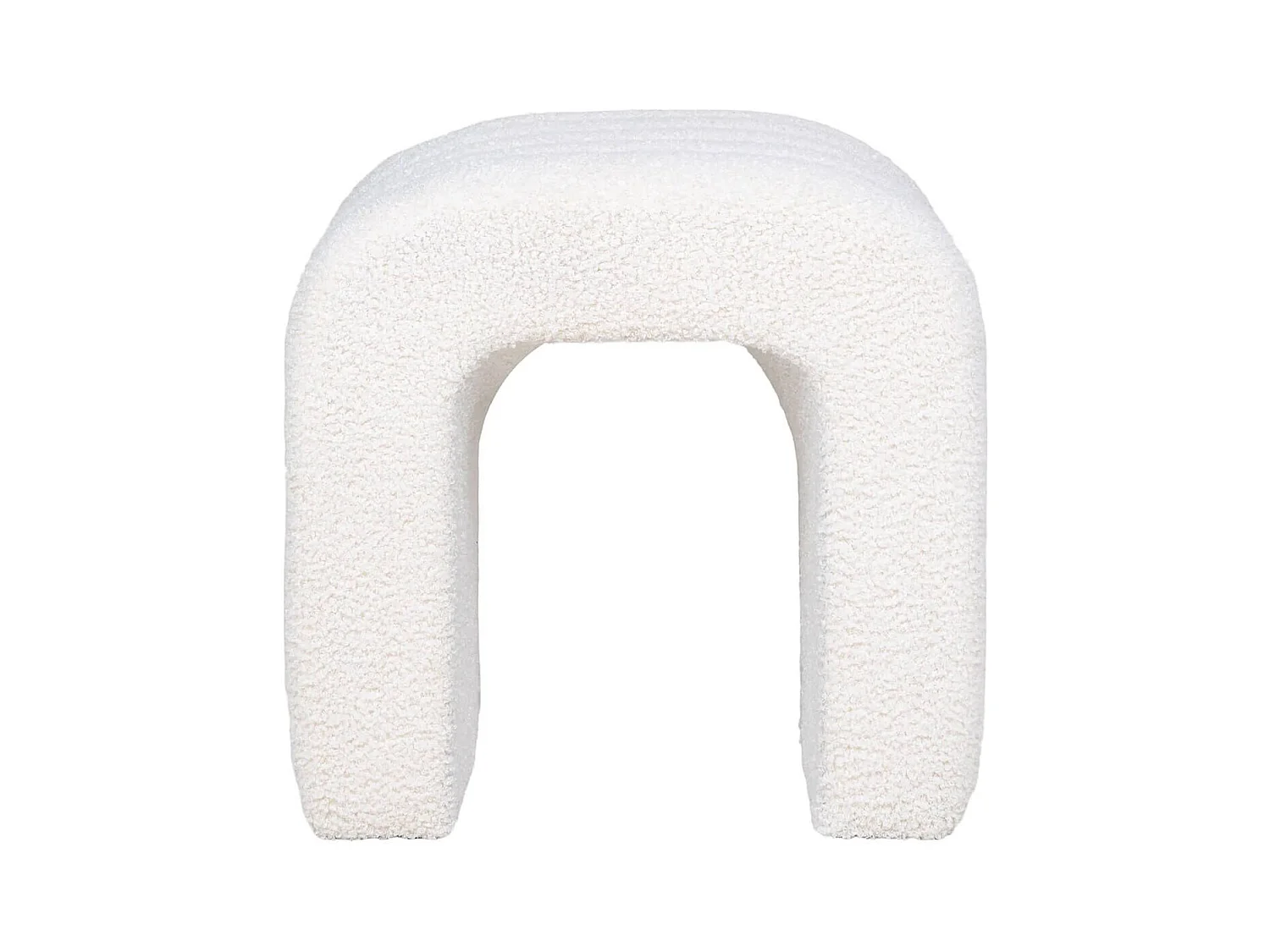 CALINE - Pouf design en Tissu Bouclé Peluche Blanc