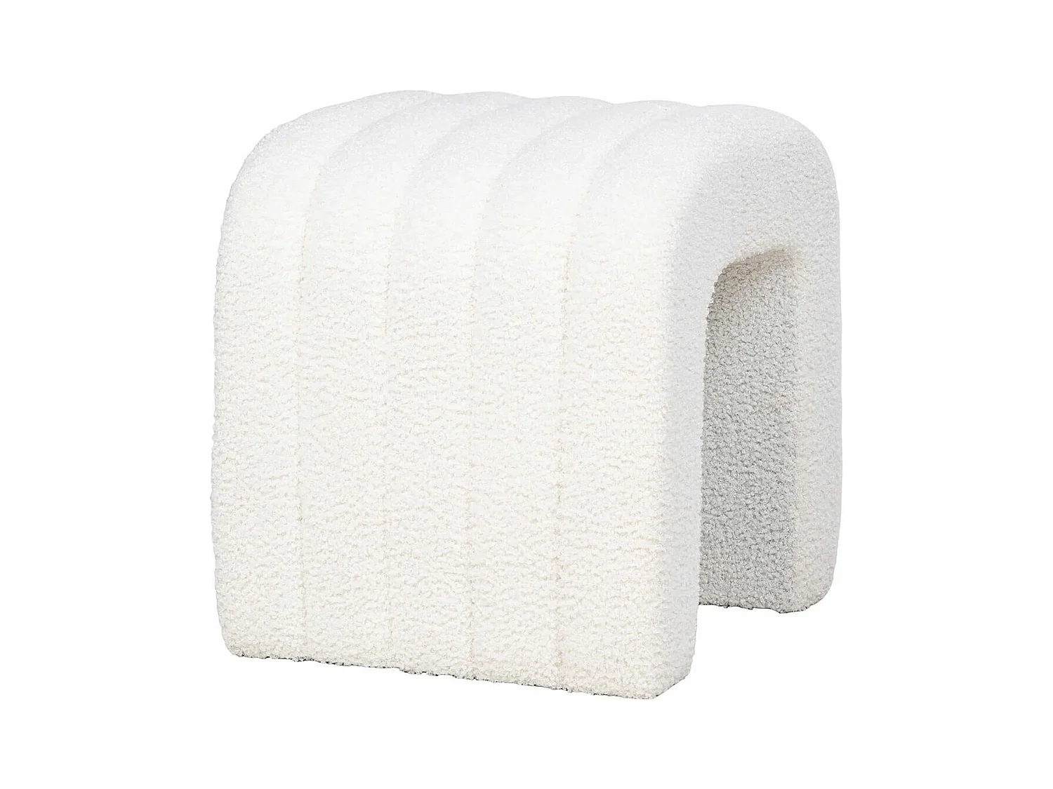 CALINE - Pouf design en Tissu Bouclé Peluche Blanc