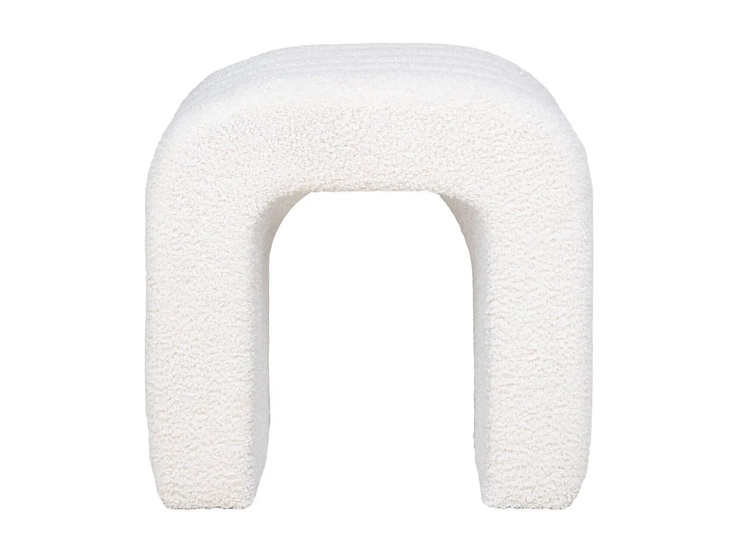 CALINE - Pouf design en Tissu Bouclé Peluche Blanc