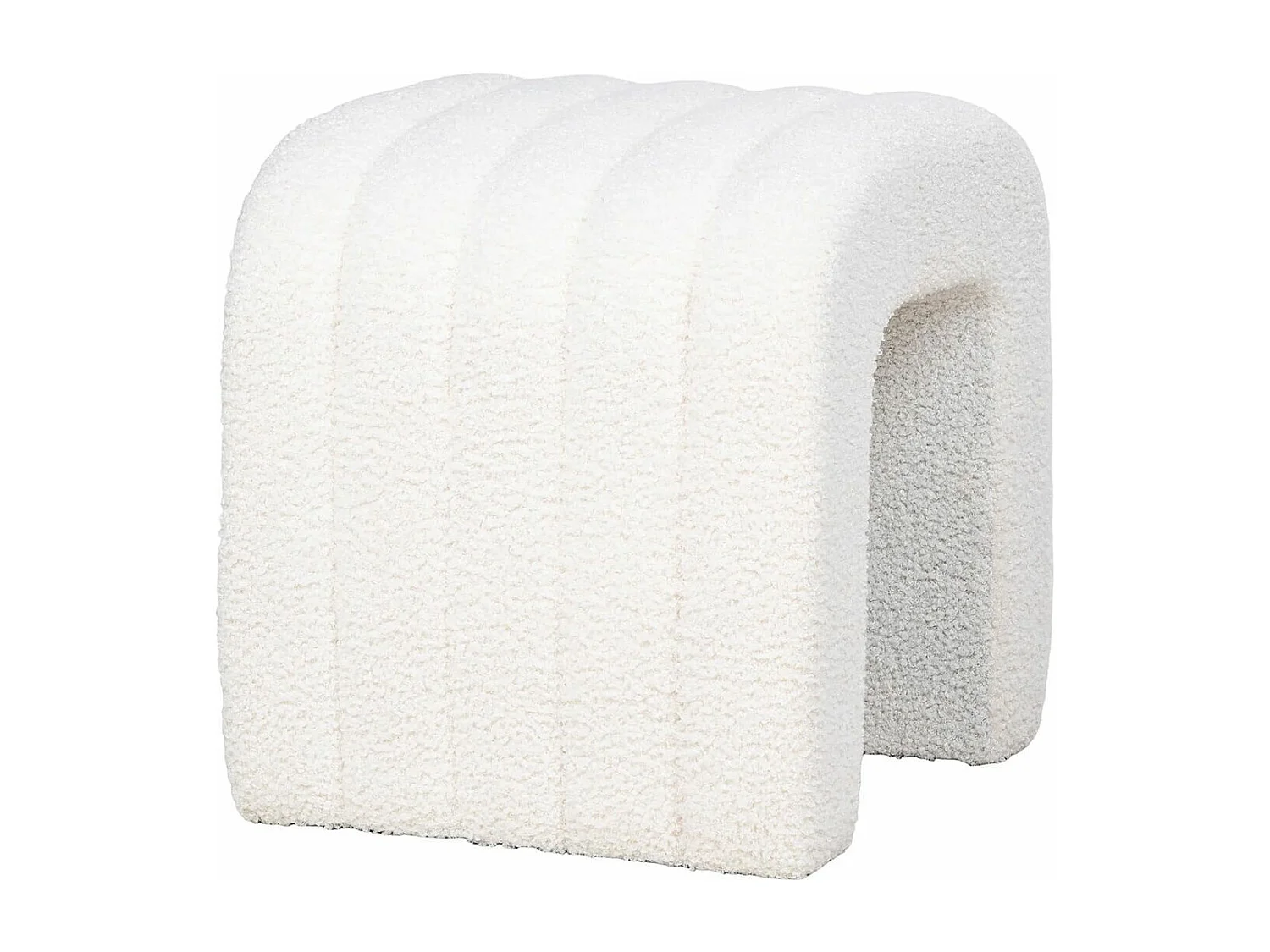 CALINE - Pouf design en Tissu Bouclé Peluche Blanc