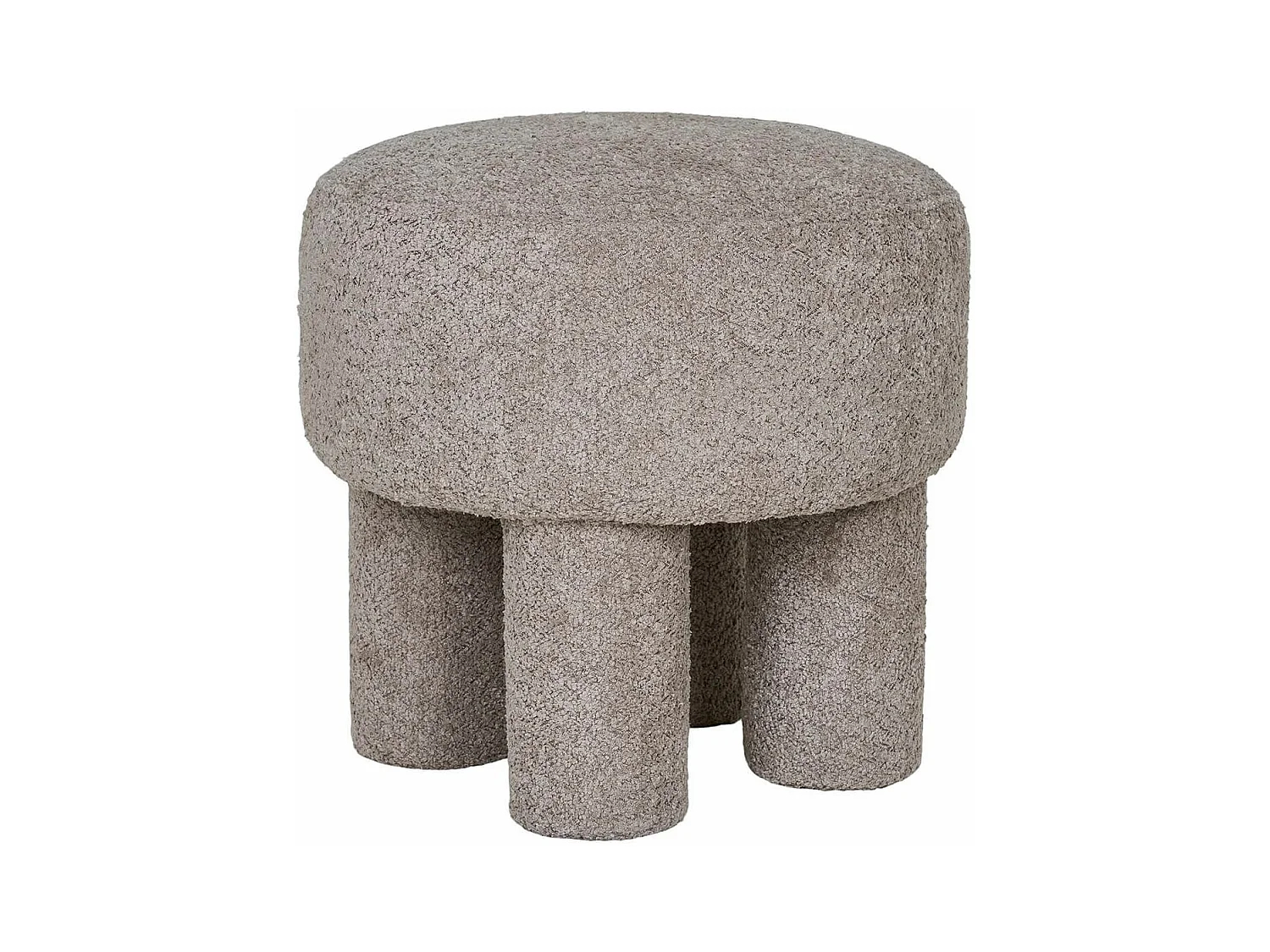 MADELON - Pouf design 4 pieds en Tissu Bouclé Taupe