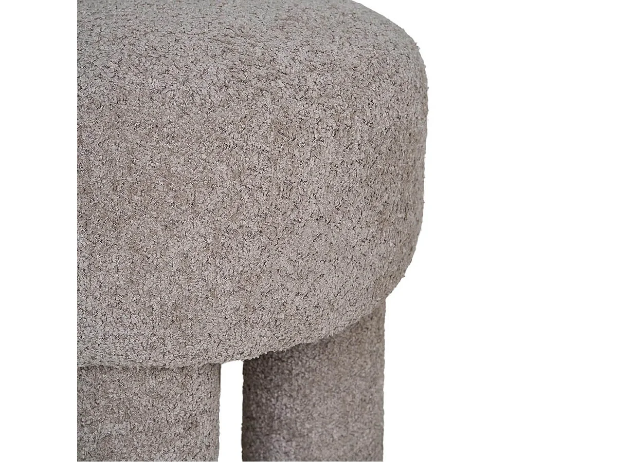 MADELON - Pouf design 4 pieds en Tissu Bouclé Taupe