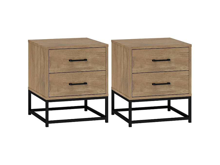 Lot de 2 tables de chevet HADES aspect bois naturel