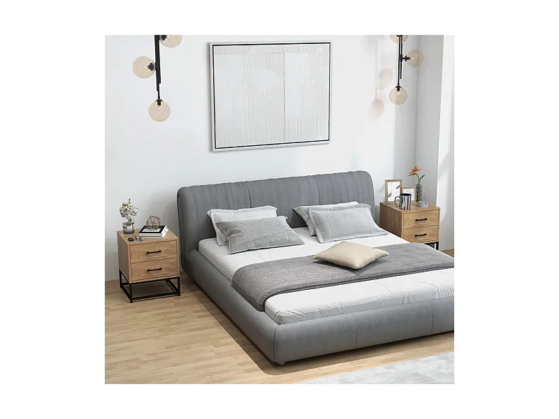 Lot de 2 tables de chevet HADES aspect bois naturel