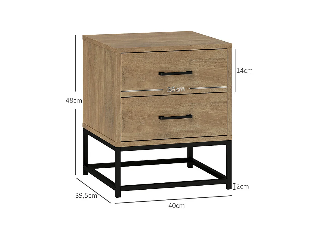 Lot de 2 tables de chevet HADES aspect bois naturel