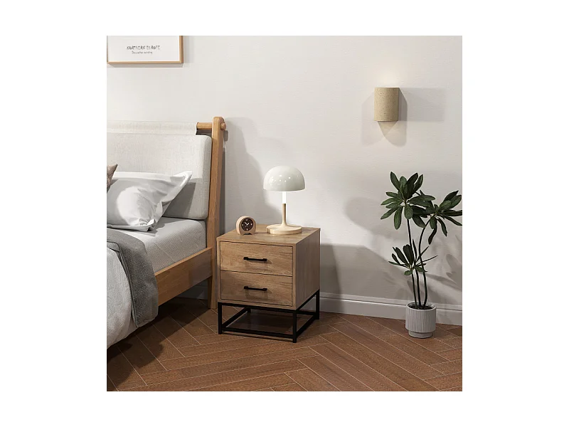 Lot de 2 tables de chevet HADES aspect bois naturel