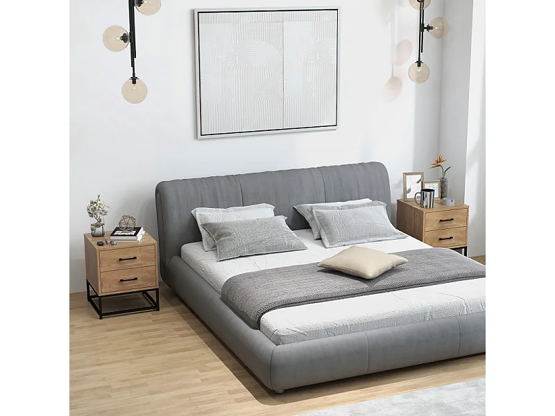 Lot de 2 tables de chevet HADES aspect bois naturel