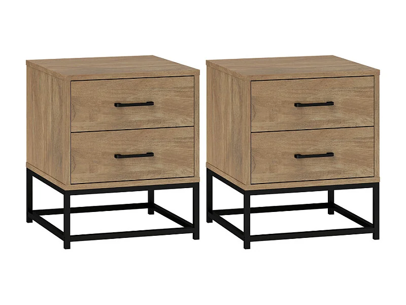 Lot de 2 tables de chevet HADES aspect bois naturel