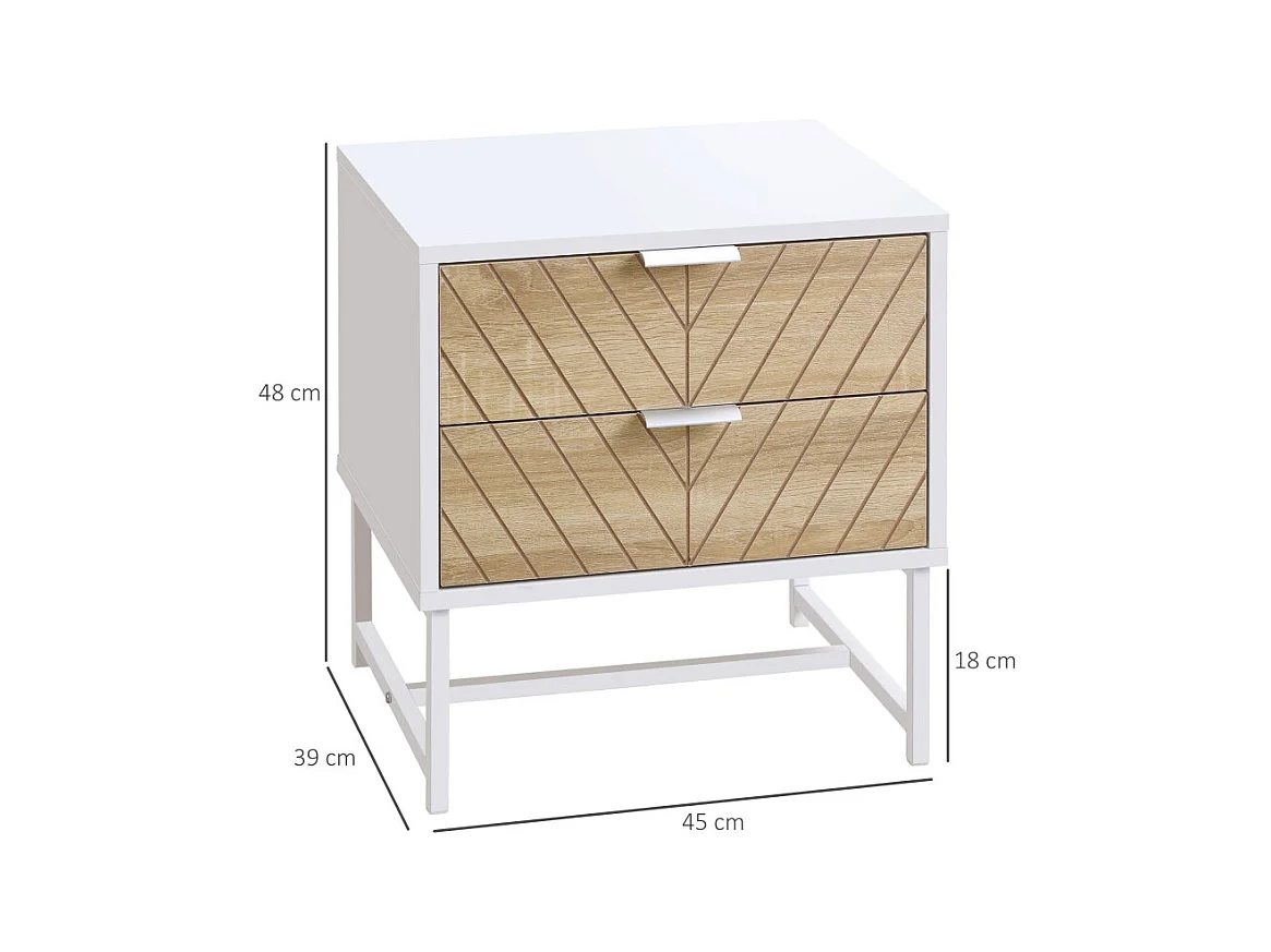 Table de chevet EROS aspect chêne clair et blanc