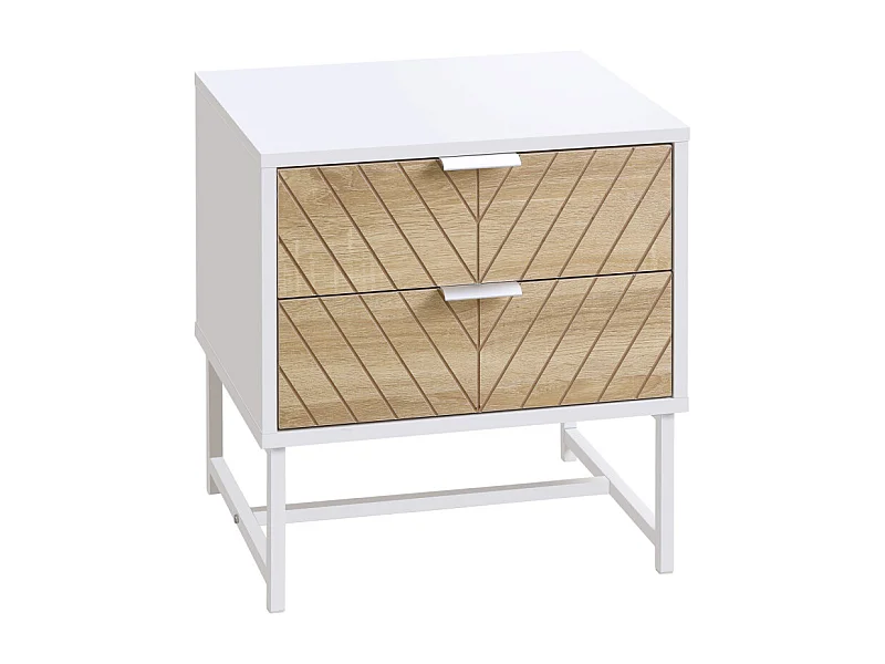 Table de chevet EROS aspect chêne clair et blanc