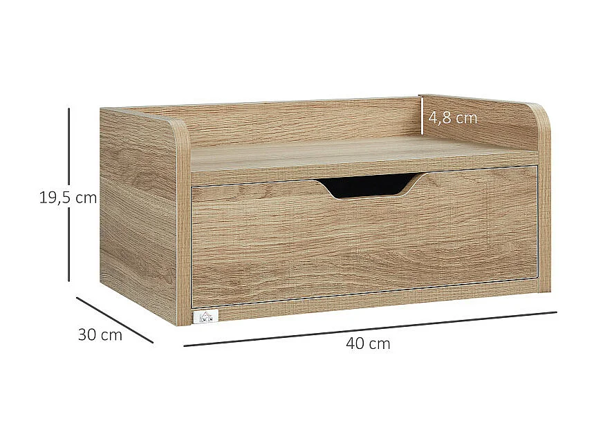 Lot de 2 tables de chevet murales DEMETER aspect chêne clair