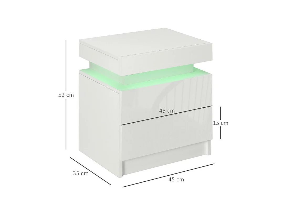 Table de chevet lumineuse HERA blanche