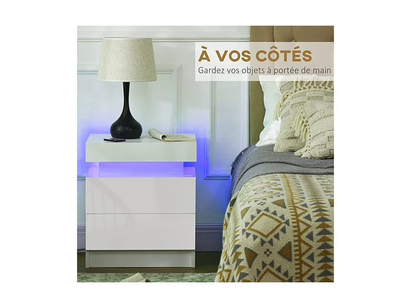 Table de chevet lumineuse HERA blanche