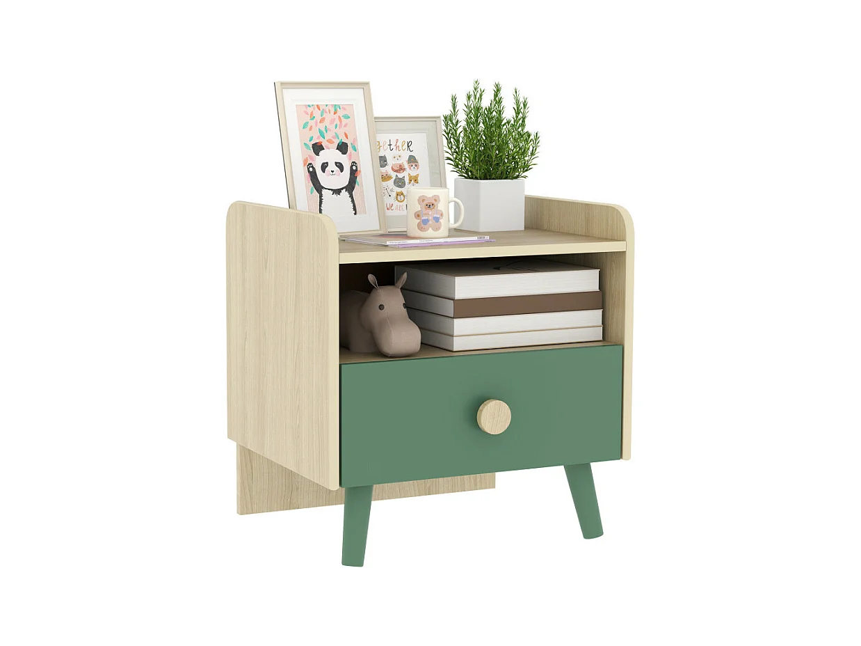 Table de chevet enfant LEONIS bois et vert