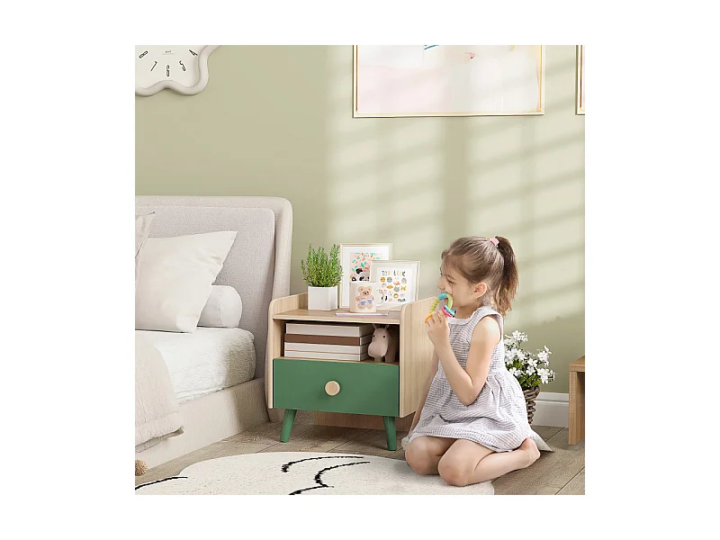 Table de chevet enfant LEONIS bois et vert