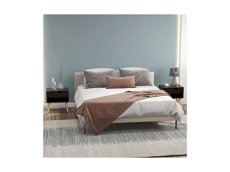 Lot de 2 tables de chevet nordiques HELIOS bois et noir