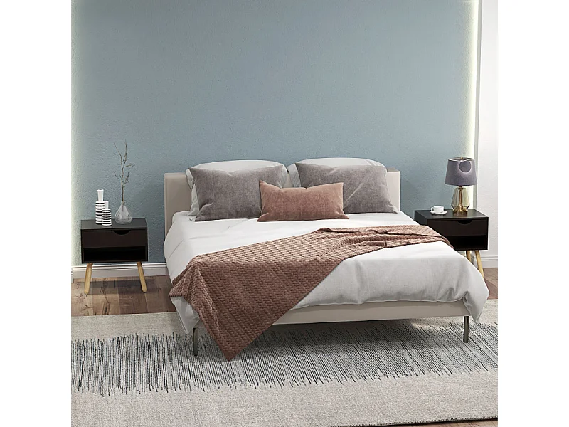 Lot de 2 tables de chevet nordiques HELIOS bois et noir