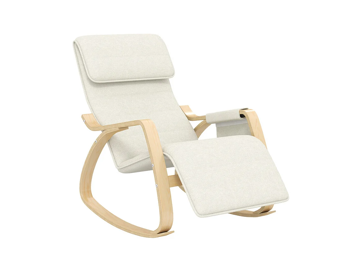 Fauteuil à bascule relax repose-pied réglable bois tissu