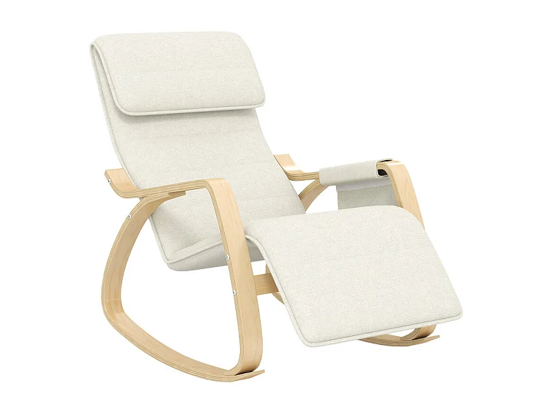 Fauteuil à bascule relax repose-pied réglable bois tissu