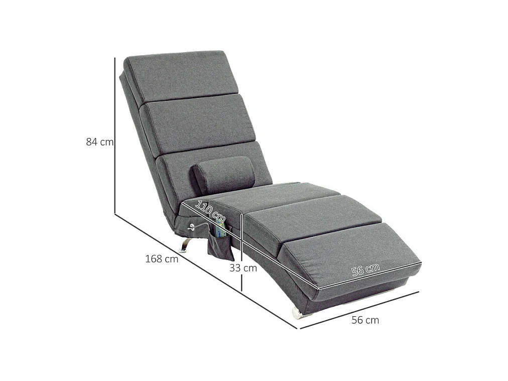 Fauteuil relax massant chauffant design métal chromé tissu