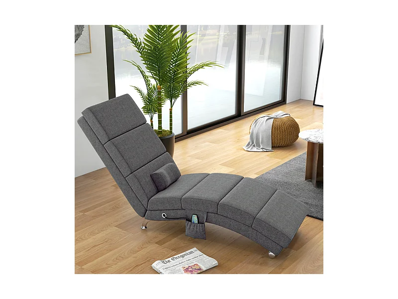 Fauteuil relax massant chauffant design métal chromé tissu