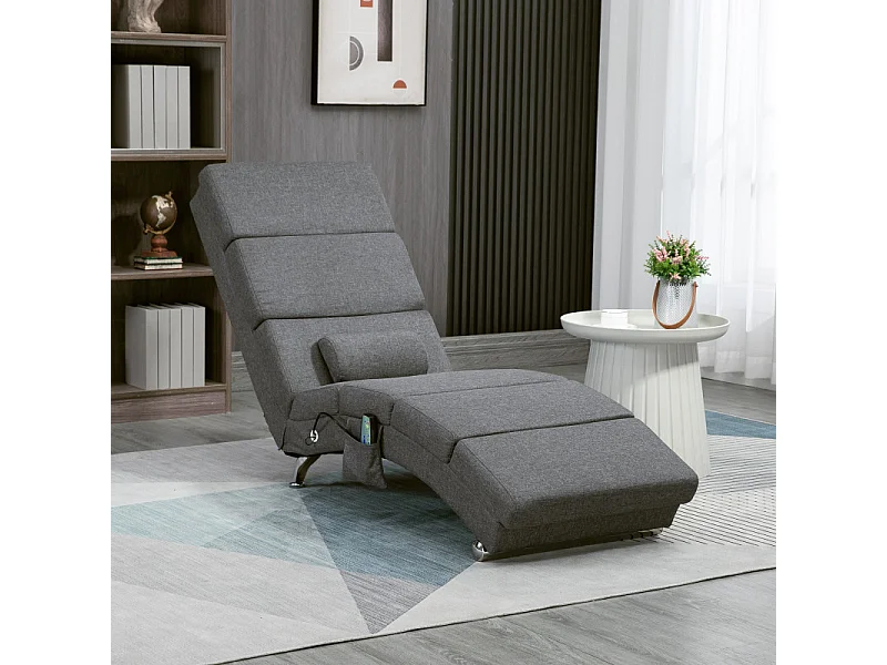 Fauteuil relax massant chauffant design métal chromé tissu