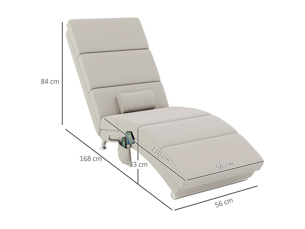 Fauteuil relax massant chauffant design métal chromé tissu