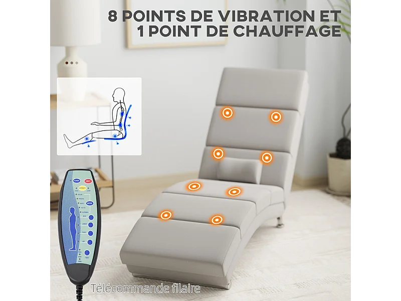 Fauteuil relax massant chauffant design métal chromé tissu