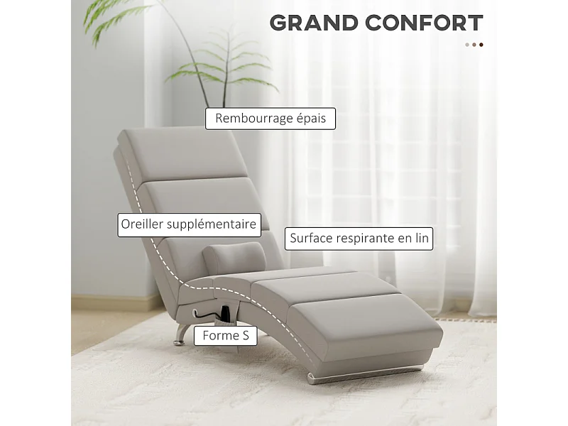 Fauteuil relax massant chauffant design métal chromé tissu