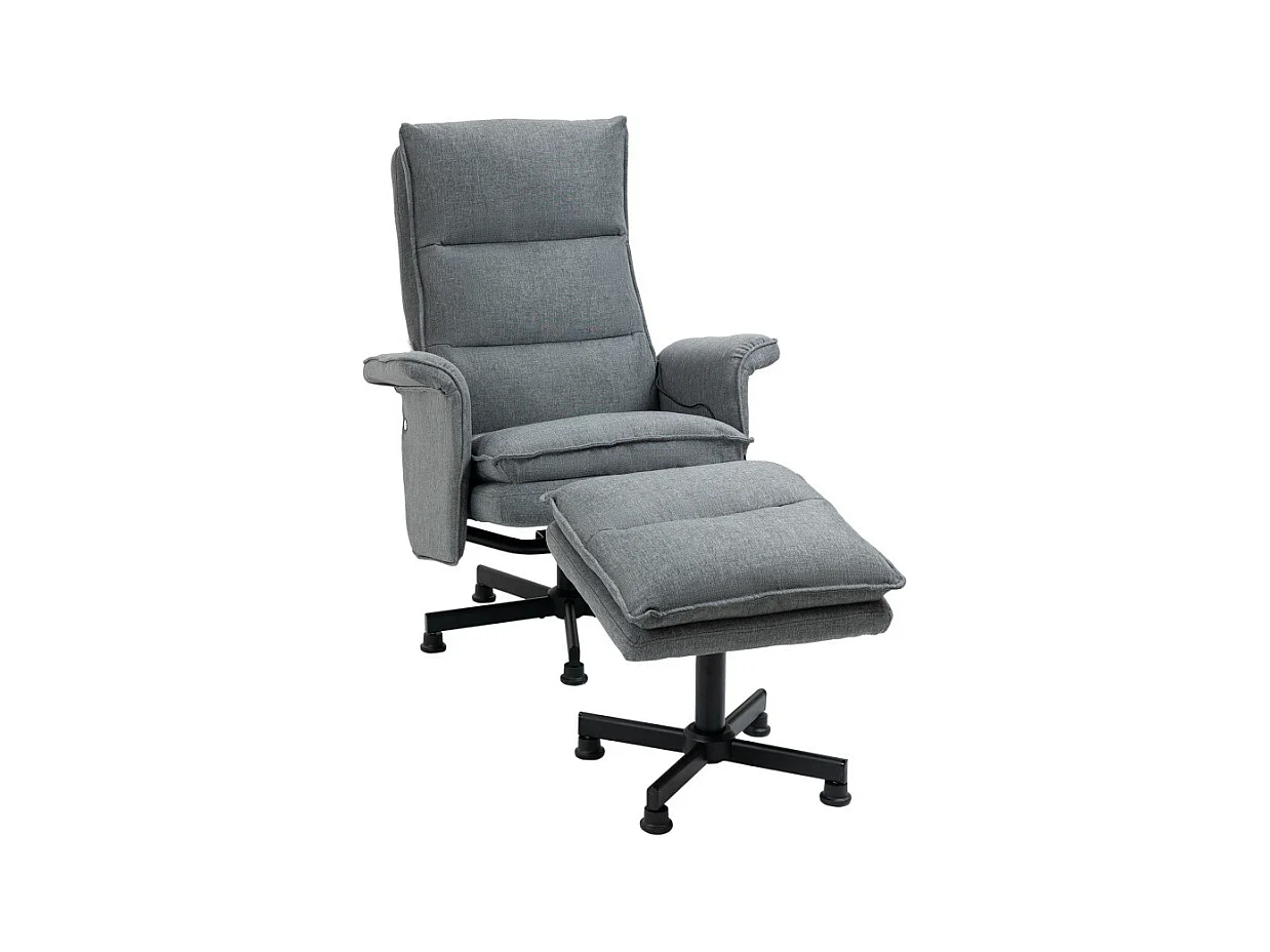 Fauteuil de massage avec repose-pieds KEIRAN gris