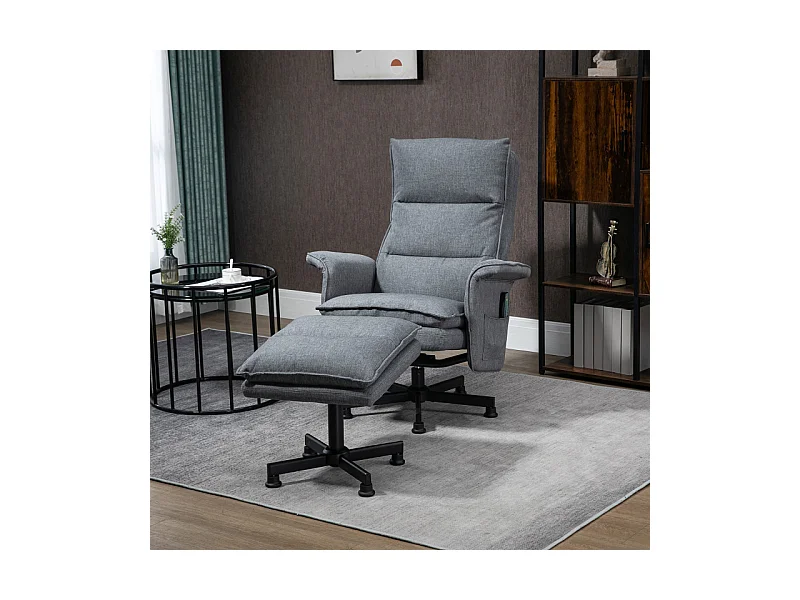 Fauteuil de massage avec repose-pieds KEIRAN gris
