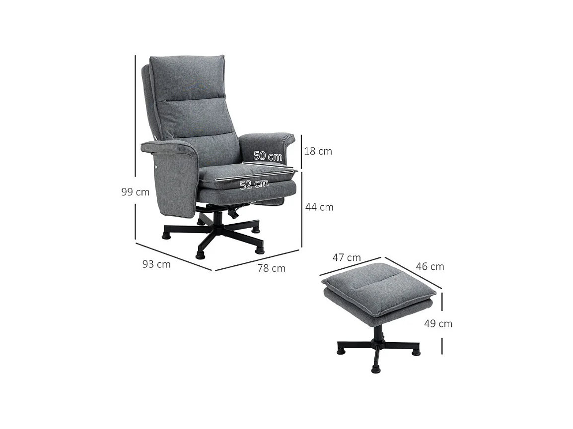 Fauteuil de massage avec repose-pieds KEIRAN gris