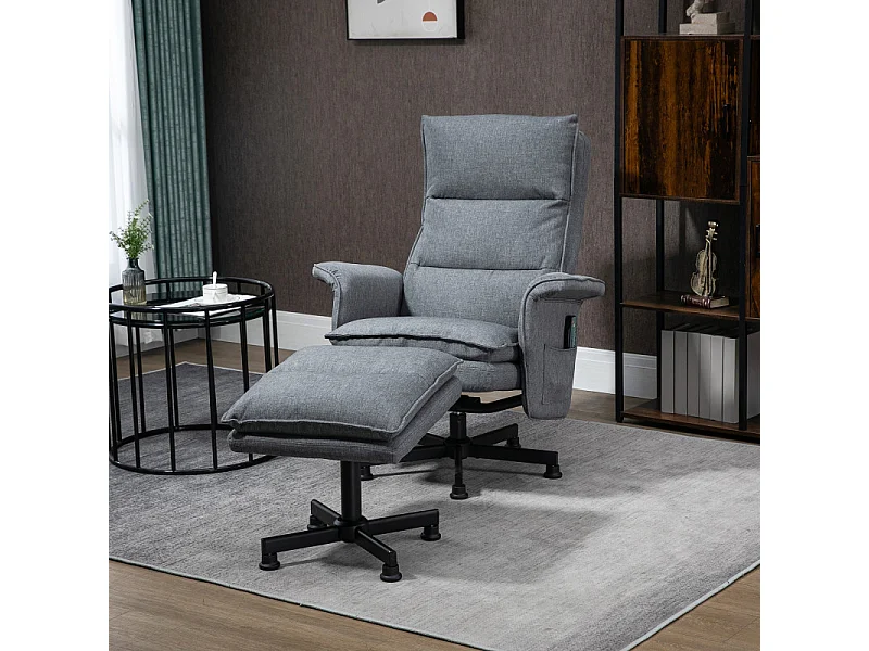 Fauteuil de massage avec repose-pieds KEIRAN gris