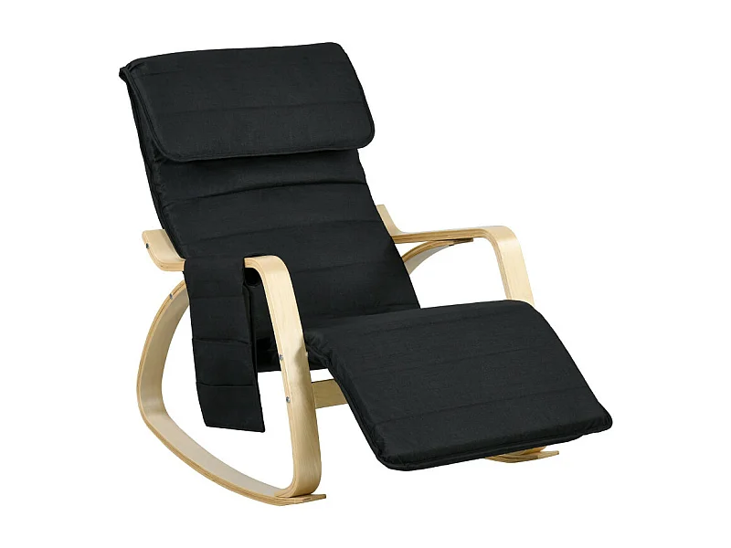 Fauteuil à bascule relax repose-pied réglable bois tissu