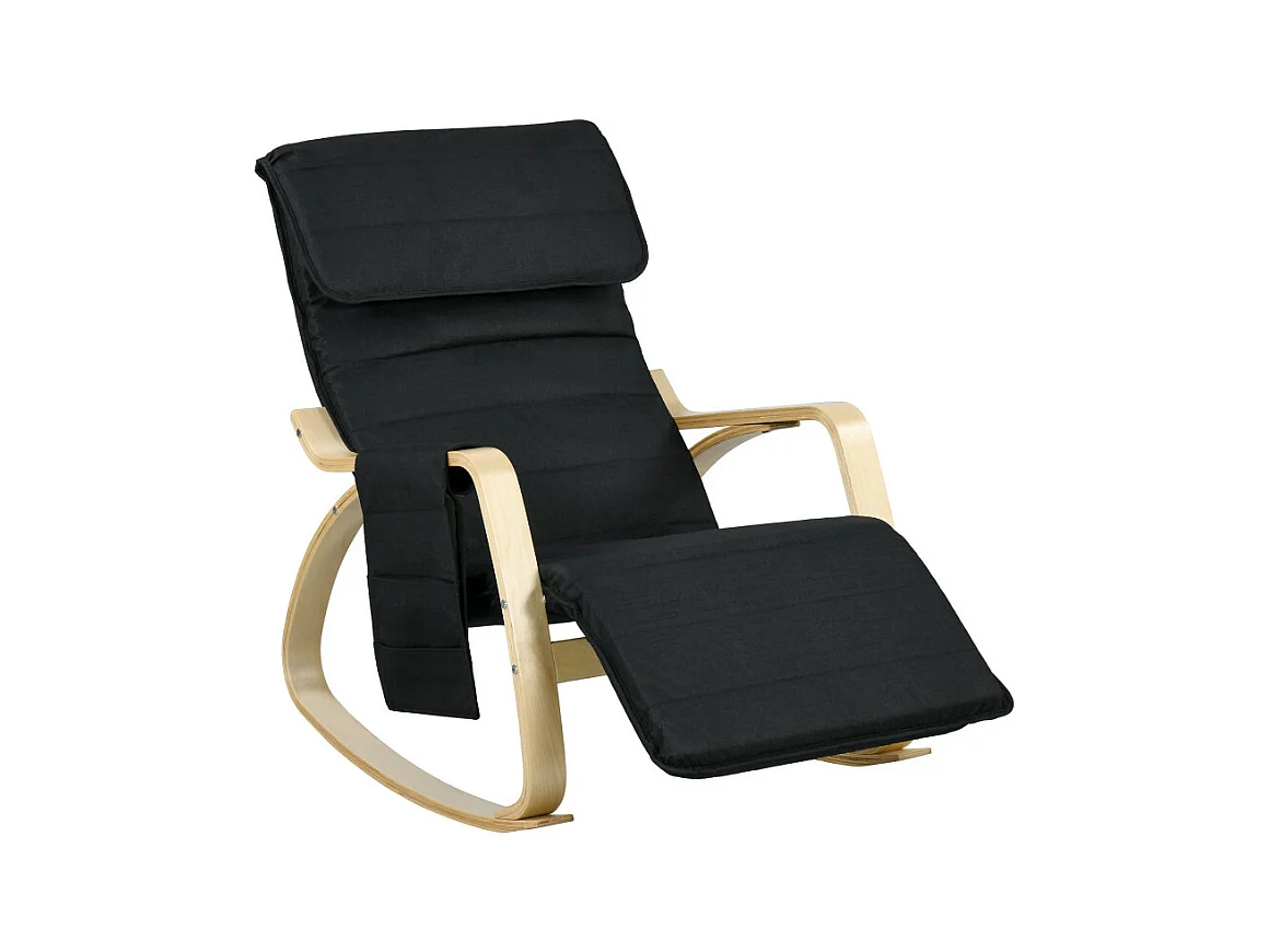 Fauteuil à bascule relax repose-pied réglable bois tissu