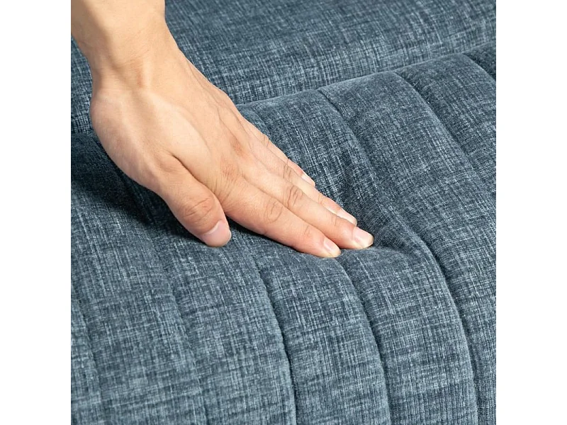 Fauteuil relax inclinable pivotant repose-pieds rétractable tissu bleu chiné