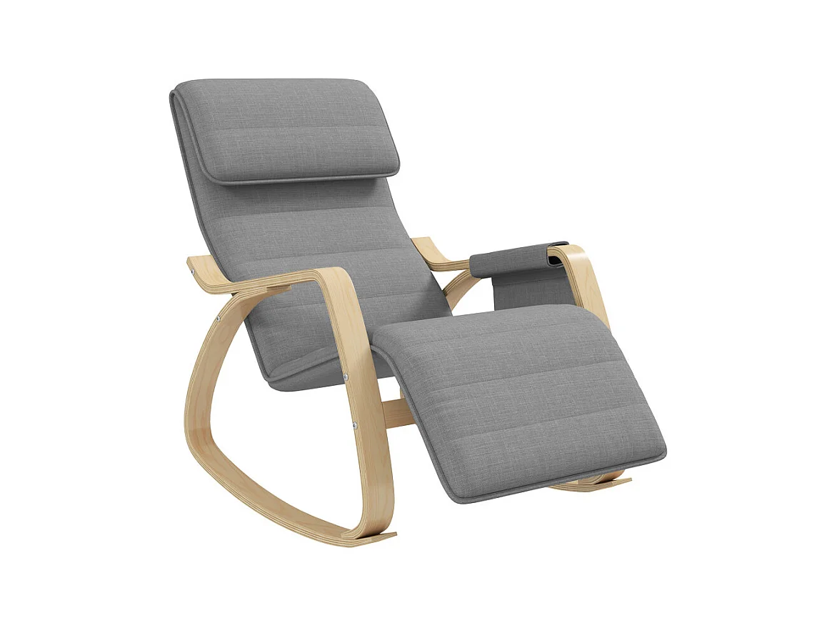 Fauteuil à bascule relax repose-pied réglable bois tissu