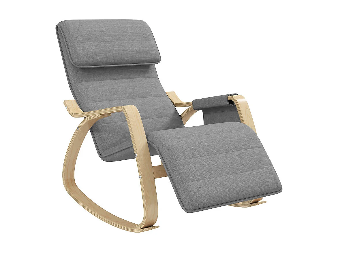 Fauteuil à bascule relax repose-pied réglable bois tissu