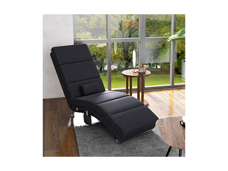 Fauteuil relax massant chauffant design métal chromé tissu