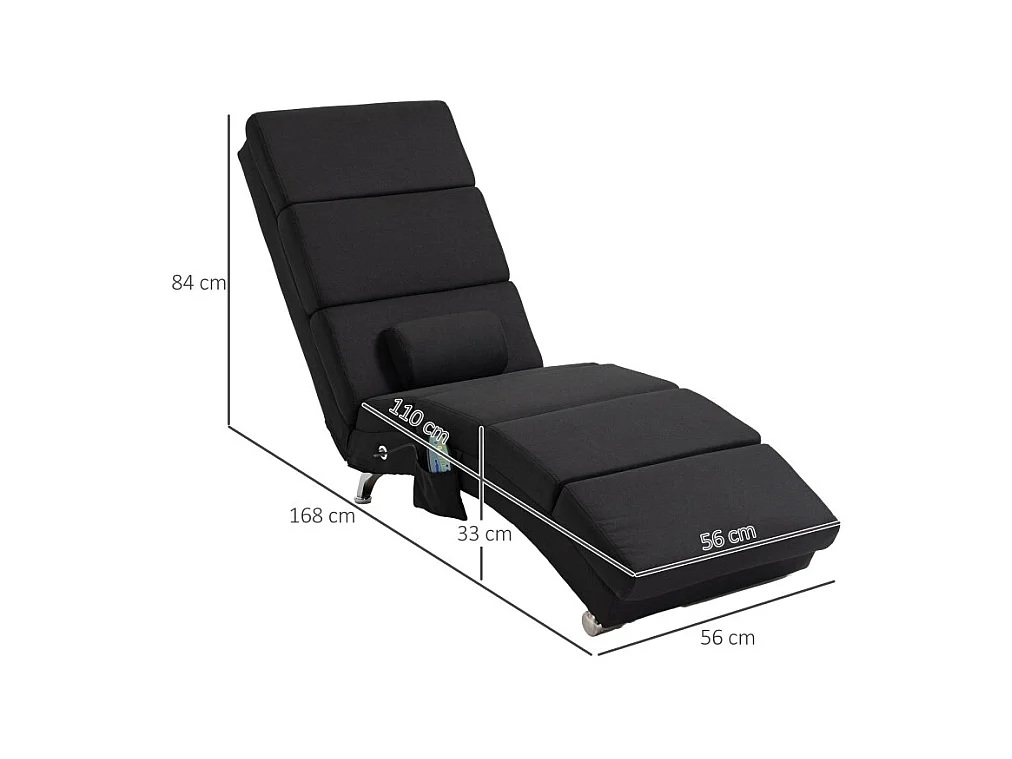 Fauteuil relax massant chauffant design métal chromé tissu