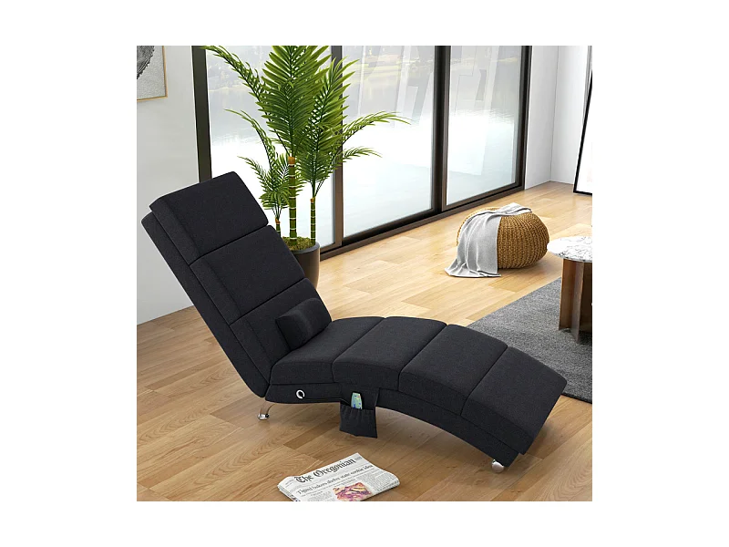 Fauteuil relax massant chauffant design métal chromé tissu