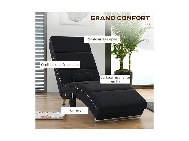 Fauteuil relax massant chauffant design métal chromé tissu