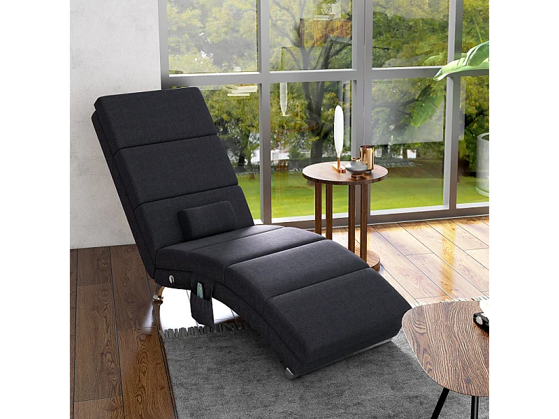 Fauteuil relax massant chauffant design métal chromé tissu