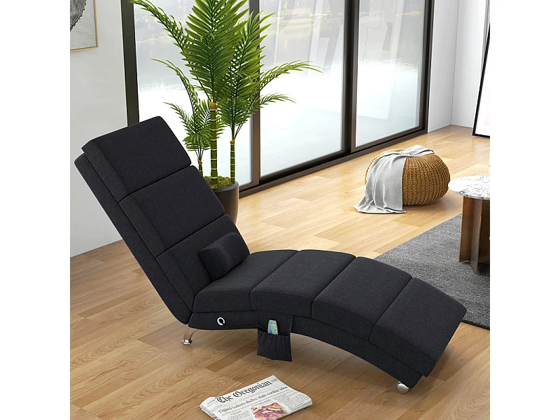 Fauteuil relax massant chauffant design métal chromé tissu