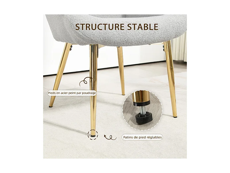 Ensemble fauteuil et repose-pieds GUSSY gris et doré