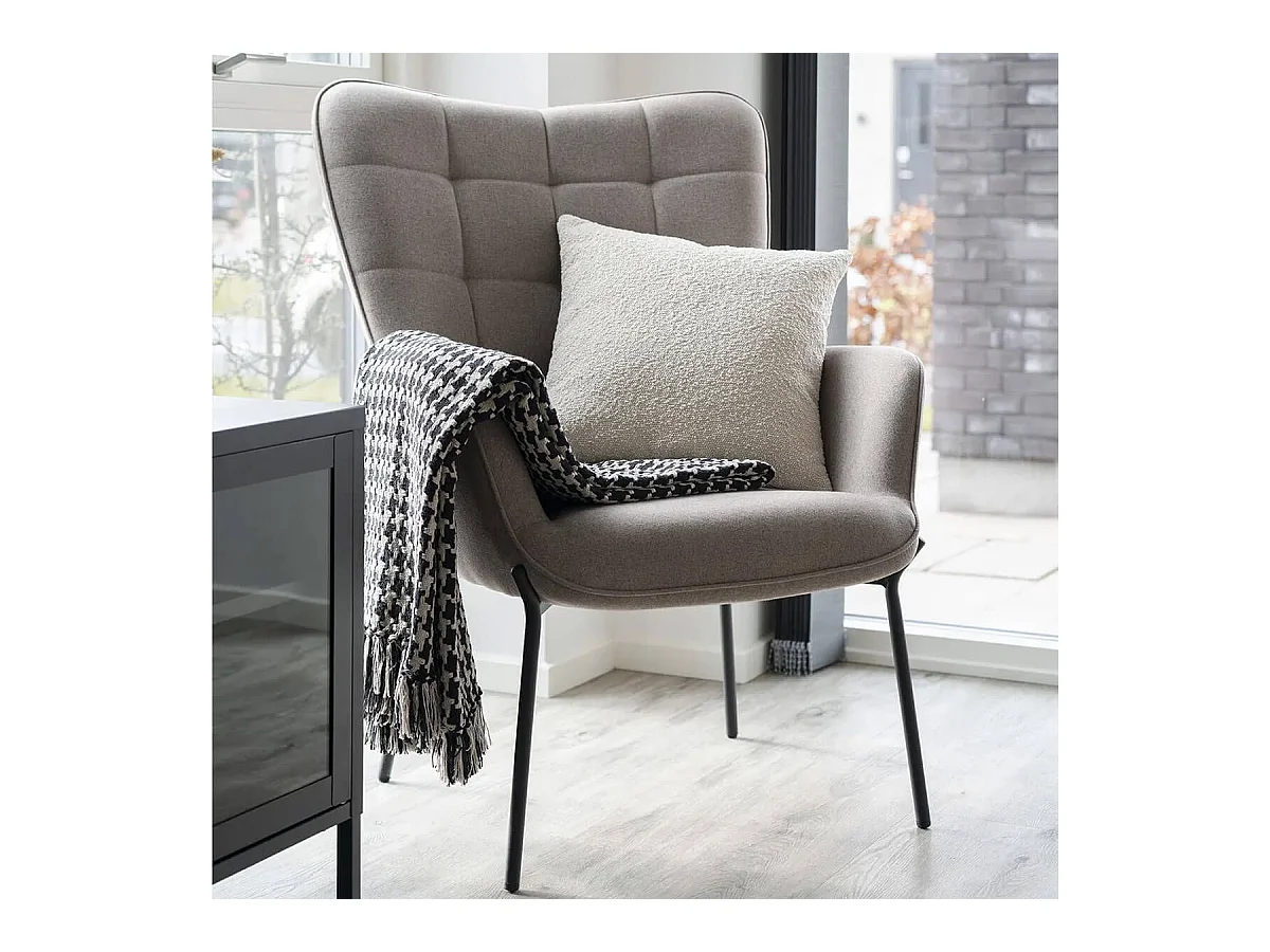 BUKLET - Coussin Déco Carré Bouclettes Beige