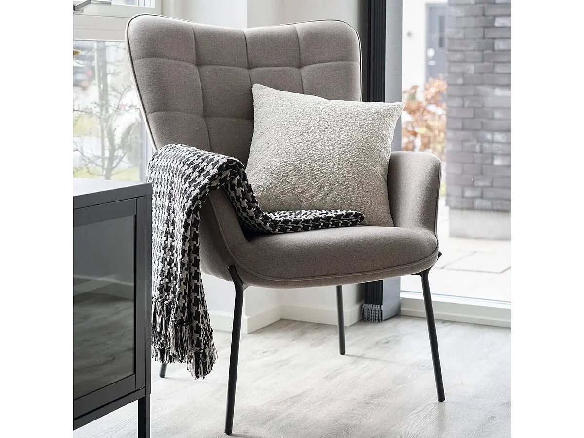 BUKLET - Coussin Déco Carré Bouclettes Beige