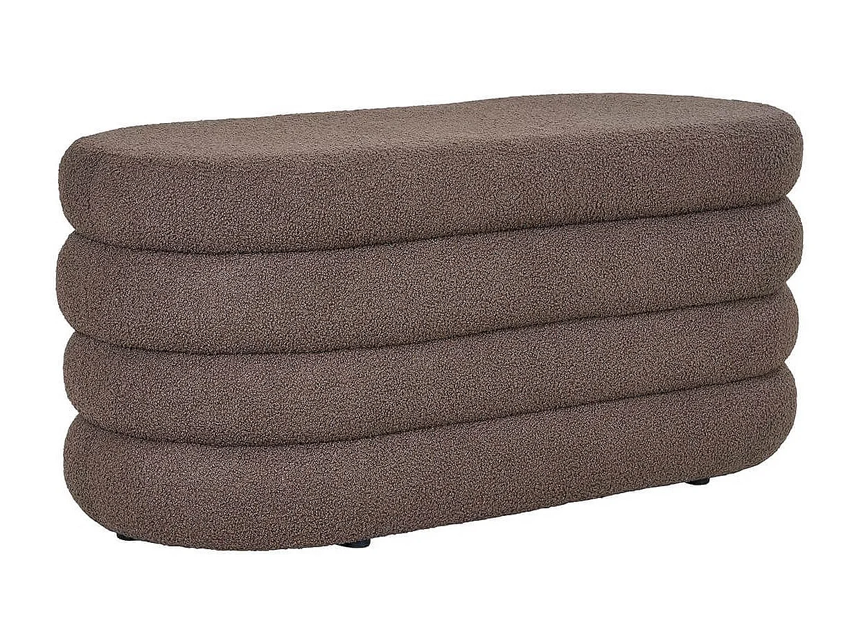 BALHIA - Banc-Coffre en Tissu Bouclettes Marron