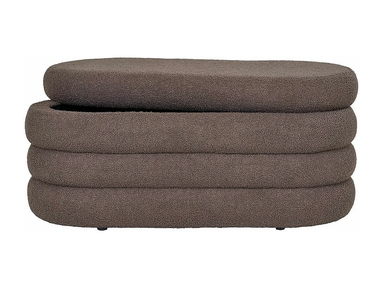 BALHIA - Banc-Coffre en Tissu Bouclettes Marron